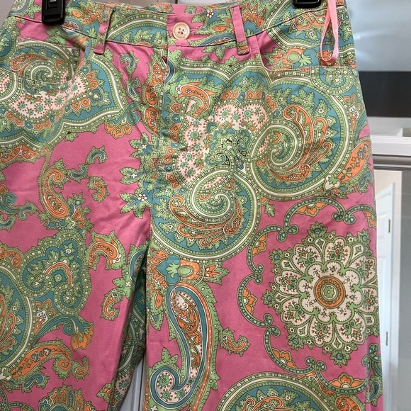 Fabulous Ralph Lauren Pink and Green Paisley Pants Sz 4 EUC - Picture 3 of 9